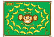 English Worksheet: Monkey with Bananas Gameboard (with Tokens and Black and White Version of the Board, Matching Cards Available in Another File)