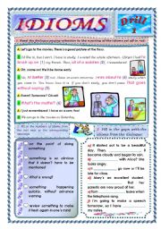 English Worksheet: Idioms, Drill 1