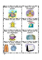 English Worksheet: Talking Cards 3 of 4