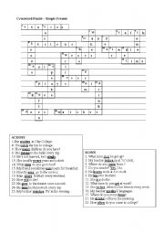 English Worksheet: Crossword Puzzle Simple Present