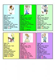 English Worksheet: Pairwork introduction, description, likes part 1 / 2 (15 cards / 30)