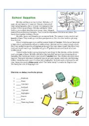 English Worksheet: School Supplies