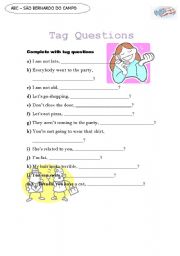 English worksheet: Tag Questions