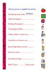 English Worksheet: look, think and write