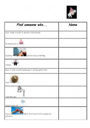 English worksheet: Find someone who...