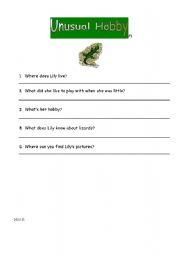 English worksheet: Unusual Hobby