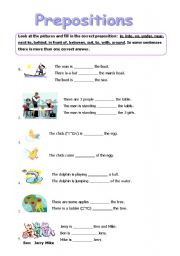 English worksheet: Prepositions