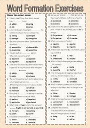 English Worksheet: Word Formation