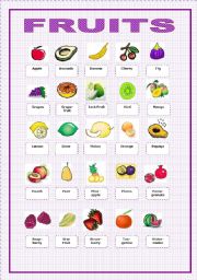 English Worksheet: Fruit  picture vocabulary