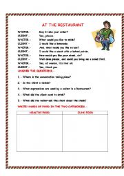 English Worksheet: At the reastaurant