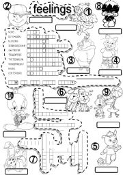 English Worksheet: FEELINGS #3 PUZZLE and CRISS CROSS PUZZLE