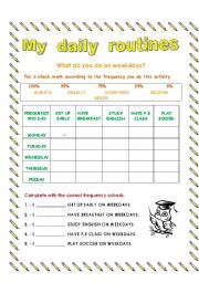 English Worksheet: My daily routines