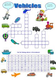 English Worksheet: Vehicles - exercises (09.08.09)