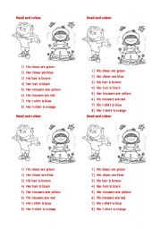 English Worksheet: Read and colour