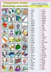 COMPOUND NOUNS - MATCHING EXERCISE (B&W VERSION INCLUDED)