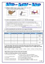 English Worksheet: Lie - Lay - Lie