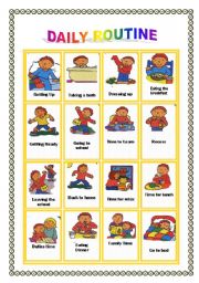 English Worksheet: Daily Routine Flashcards 