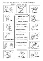 English Worksheet: 5pages worksheet set on feelings.