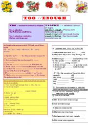 English Worksheet: TOO  and  ENOUGH  