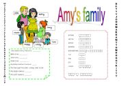 English Worksheet: Amys family