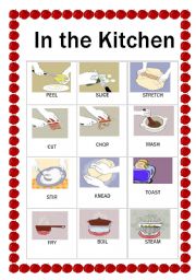 English Worksheet: Kitchen verbs flashcards