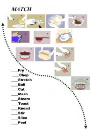 English Worksheet: Match the kitchen verbs