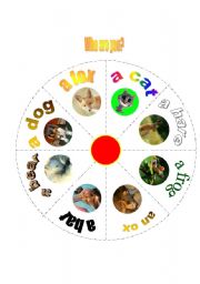 English Worksheet: animal wheel with 20 games to go with!