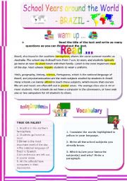 English Worksheet: SCHOOL YEARS AROUND THE WORLD - BRAZIL -