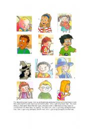 English Worksheet: Hair types memory/concentration game