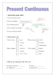 English worksheet: present continuous 