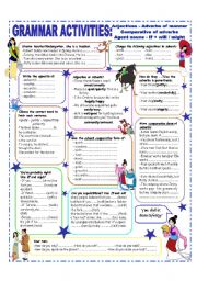 English Worksheet: ADJECTIVES & ADVERBS - COMPARATIVE FORM OF ADVERBS - INTERMEDIATE and UPPER