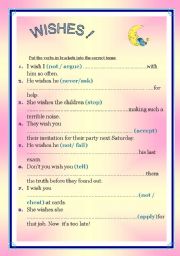 English Worksheet: WISHES !