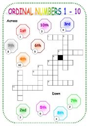 Ordinal numbers 1-10 crossword