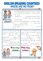 English Worksheet: ENGLISH-SPEAKING COUNTRIES (16) Where are we from? 