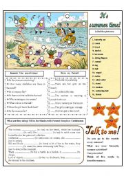 English Worksheet: ITS SUMMER TIME!