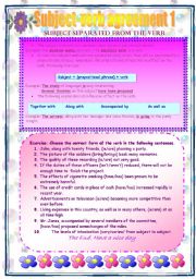 English Worksheet: Subject verb agreement 1