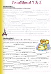 English Worksheet: Conditional 1 & 2 w/ Answer Key 