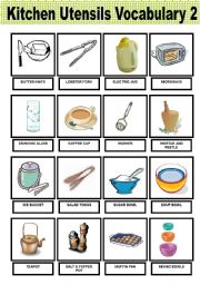 Kitchen Utensils - Vocabulary -  2 and last part -  Pictionary