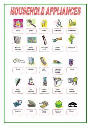 English Worksheet: Household Appliances Pictionary 2/2