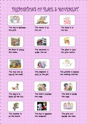 English Worksheet: Prepositions of place and movement