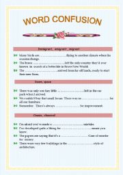 English Worksheet: WORD CONFUSION...!