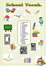 School Vocabulary - Word and Picture Match worksheet 
