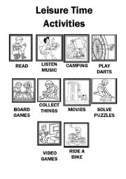 English Worksheet: Leisure Time Activities Flashcards