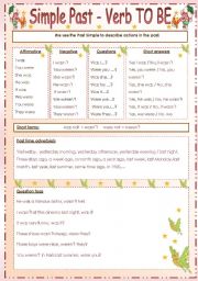 English Worksheet: Simple past - Verb To Be