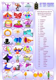 English Worksheet: AT THE CIRCUS MATCHING PRINTABLE