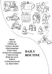 English Worksheet: Daily Routine Match