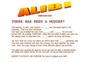 English Worksheet: Alibi Gamesheet