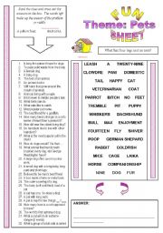 English Worksheet: Fun Sheet Theme: Pets