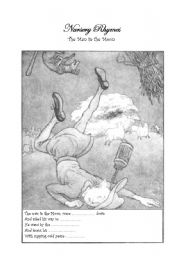 English Worksheet: The man in the moon, Nursery Rhyme