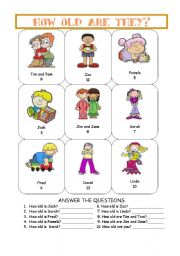 English Worksheet: HOW OLD ARE THEY?